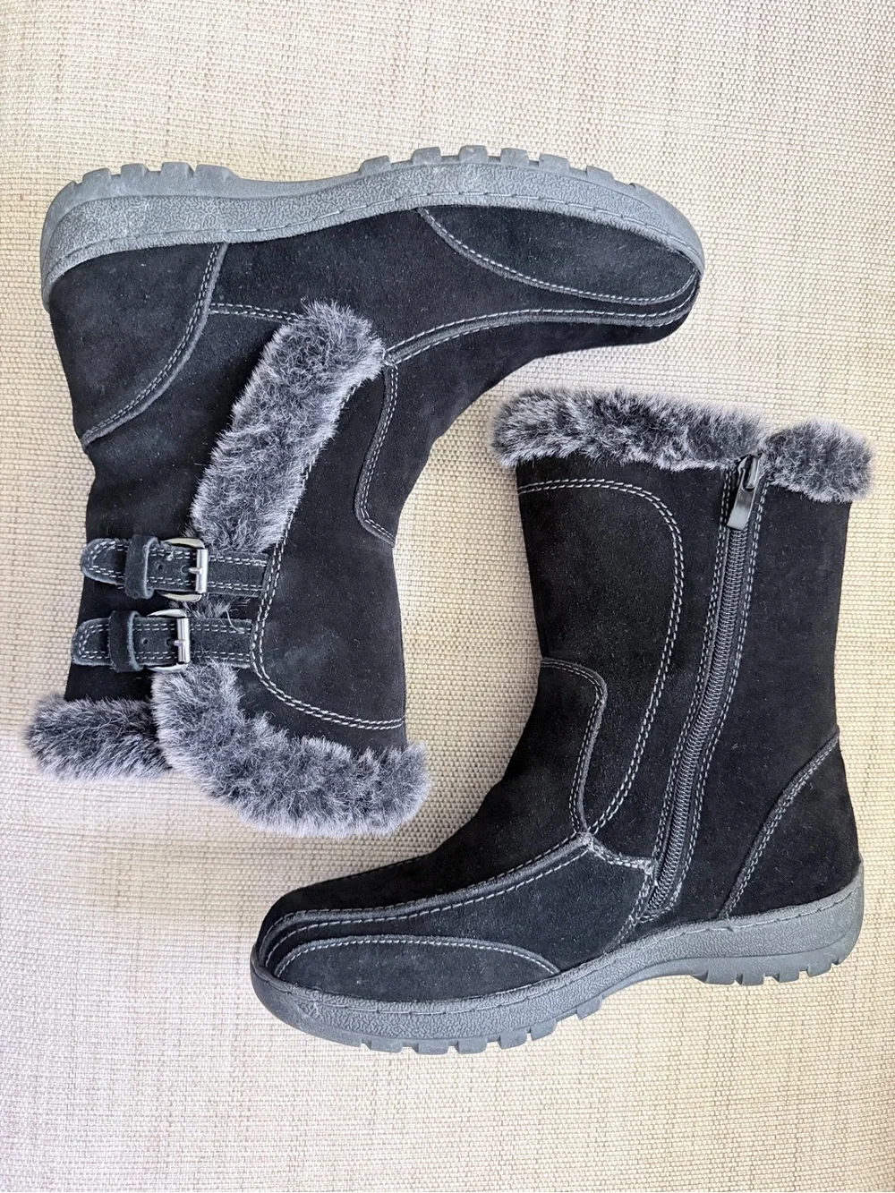 Spring Step Achieve Suede Faux Fur Mid-Calf Boots Water Resistant EU 38 US 7.5-8